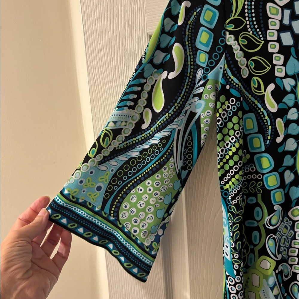 Cocomo Green and Blue Patterned Midi Dress Medium - Picture 4 of 7